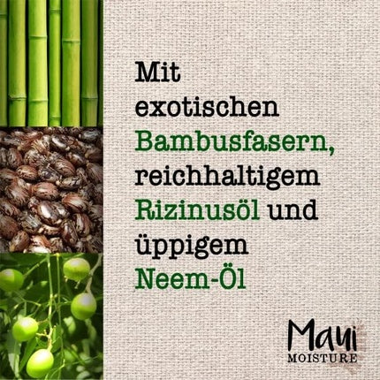 Maui Volumen vlage Pojačajte šampon od bambusovih vlakana 385 ml s vlaknima od bambusa, ricinusovim uljem i neem uljem - hidratantna i veganska njega kose