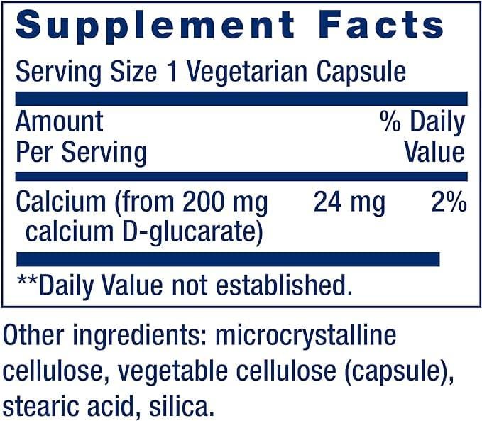 Calcium D-Glucarate, 200 mg, 60 veg caps - Life Extension - welzo