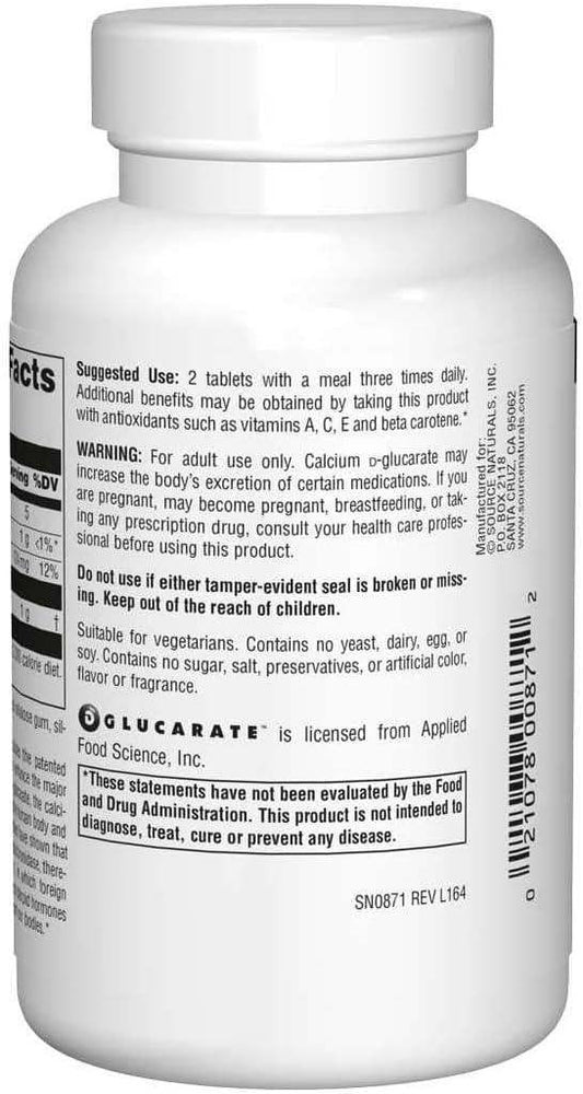 Calcium D Glucarate 500mg 120 Tabs Source Naturals