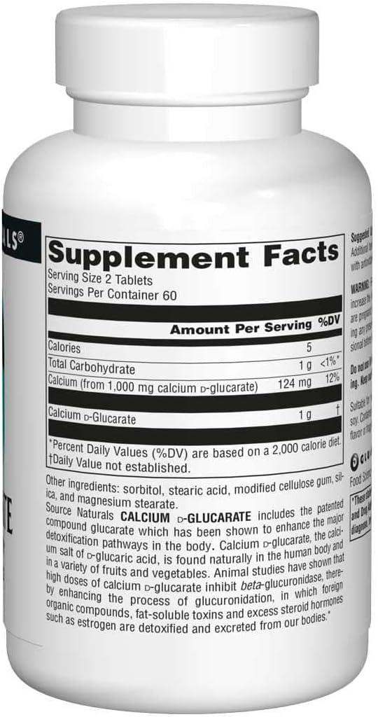 Calcium D-Glucarate, (500mg) 120 Tabs, Source Naturals - welzo