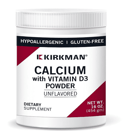 Calcium with Vitamin D3 Powder 454g - Kirkman Labs (Hypoallergenic) - welzo