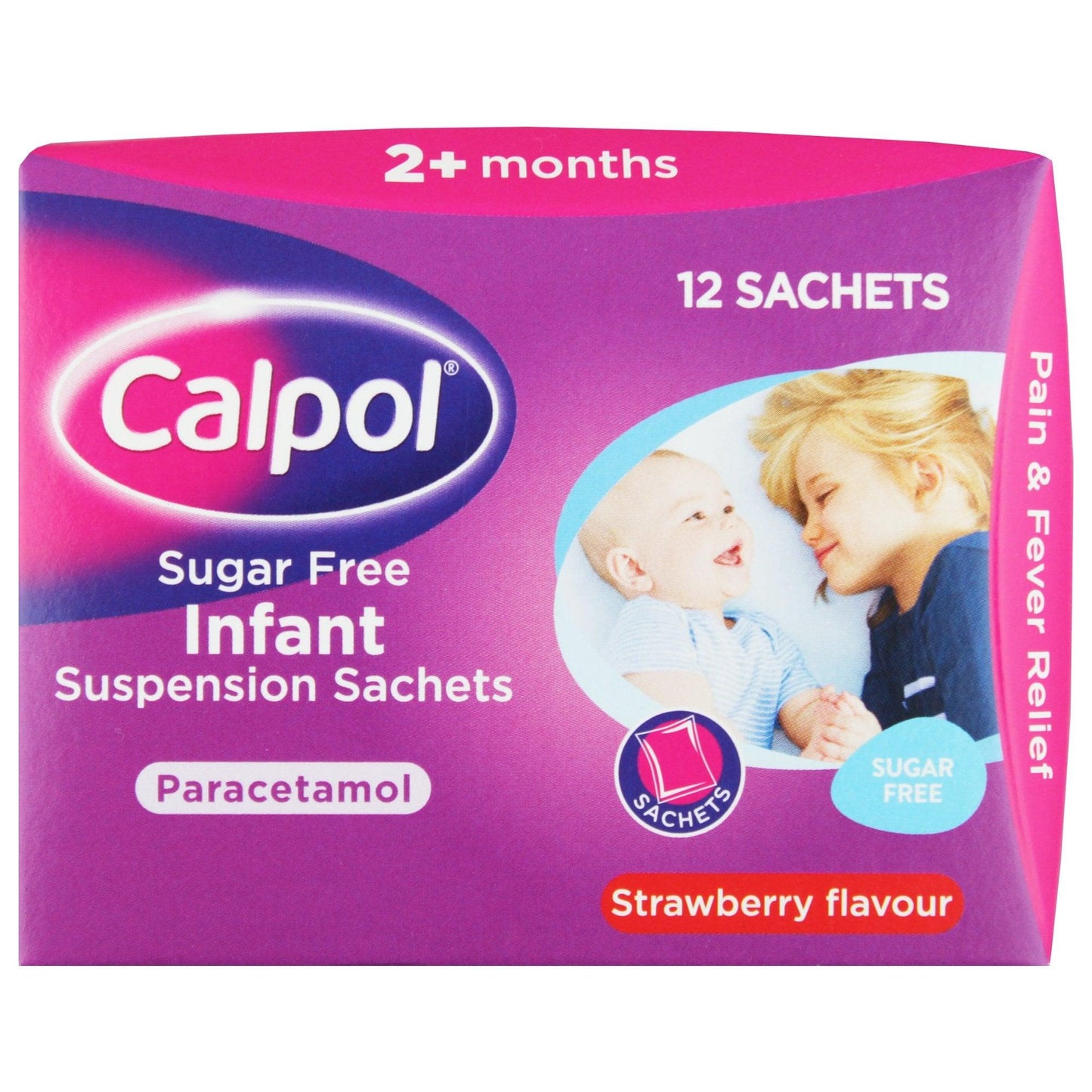 Calpol Sugar Free Infant Suspension Sachets Strawberry Flavour 2+ Months 12 x 5ml - welzo