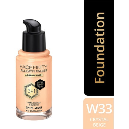 Max Factor Facefinity 3-in-1 All Day Flawless Foundation SPF 20 Crystal Beige 200g