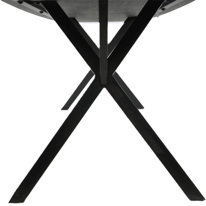 140cm Grey Stone Effect Dining Table – Ceniza Matt Veneer Top with Black Metal Legs