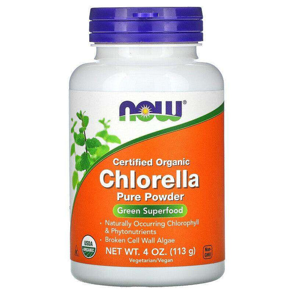 Certified Organic Chlorella, Pure Powder, 4 oz (113g) - NOW Foods - welzo