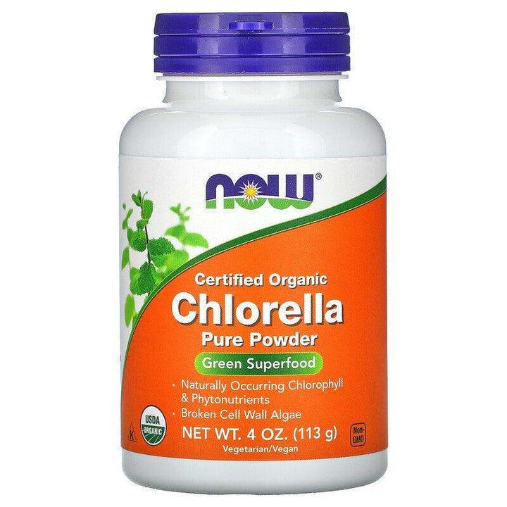 Certified Organic Chlorella, Pure Powder, 4 oz (113g) - NOW Foods - welzo