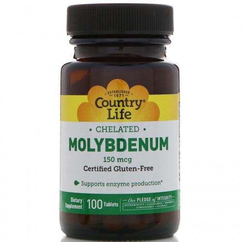 Chelated Molybdenum, 150 mcg, 100 Tablets - Country Life - welzo