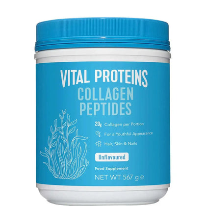 Vital Proteins Collagen Peptides unflavoured 567g tub, grass-fed pasture-raised bovine collagen powder