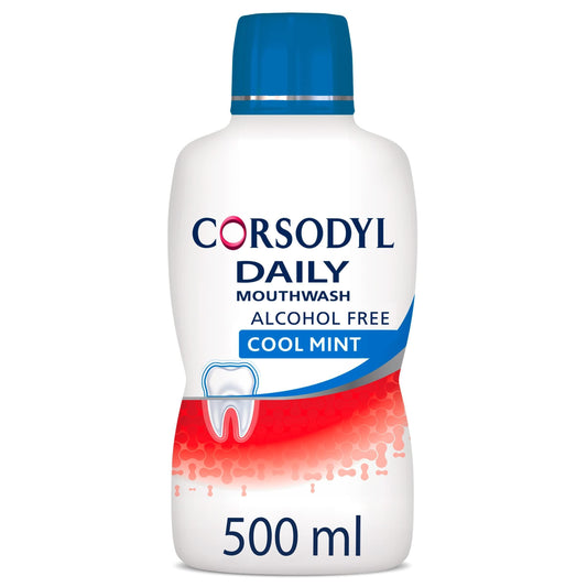 Corsodyl Daily Cool Mint Mouthwash Alcohol Free 500ml - welzo