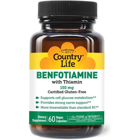 Country Life Benfotiamine s tiaminom 150 mg 60 veganskih kapsul