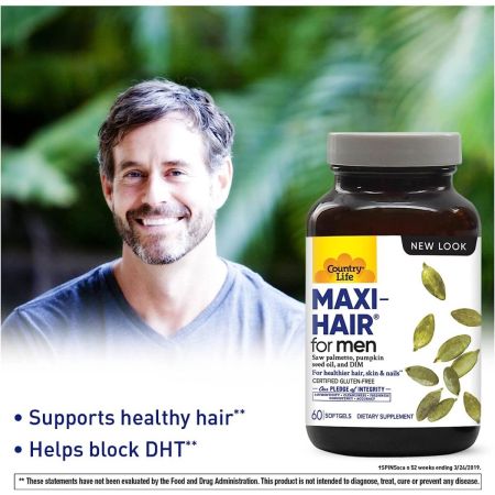 Country Life Maxihair para hombres 60 Softgels