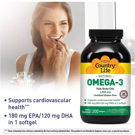 Lauku dzīve omega3 zivju eļļa 1000 mg 200 SoftGel