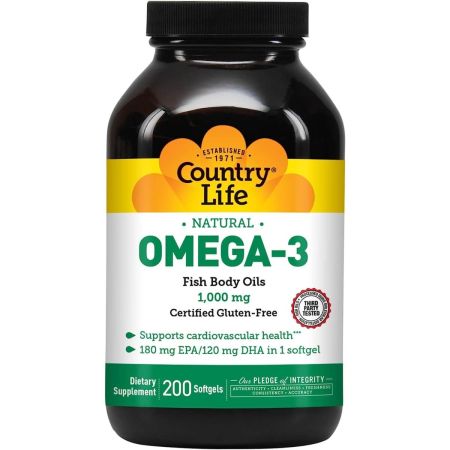 Country Life ômega3 Óleo de peixe 1000mg 200 softgel