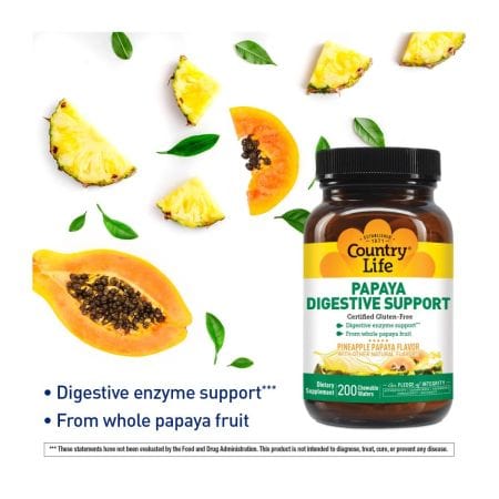 Country Life Papaya Digestive Support 500 Chewable Tablets