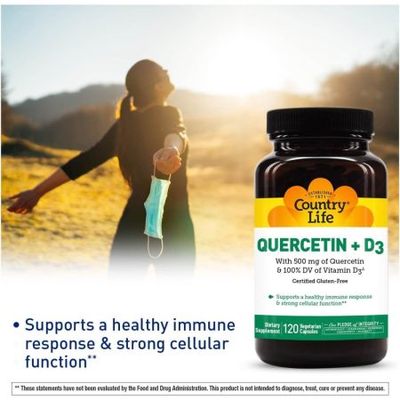 Country Life Quercetin + D3 90 Χορτοφαγικές κάψουλες