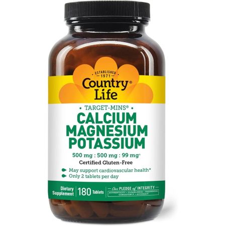 Country Life TargetMins Calcium, Magnesio, Potasio 180 tabletas