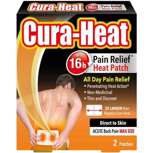 Cura-Heat Acute Back Pain Max Size Non-Direct Patches Pack of 2 - welzo