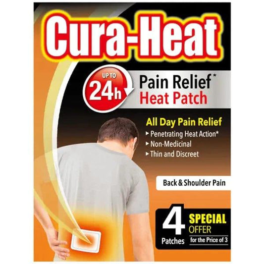 Cura-Heat Heat Packs Back & Shoulder Pain Pack of 3+1 - welzo