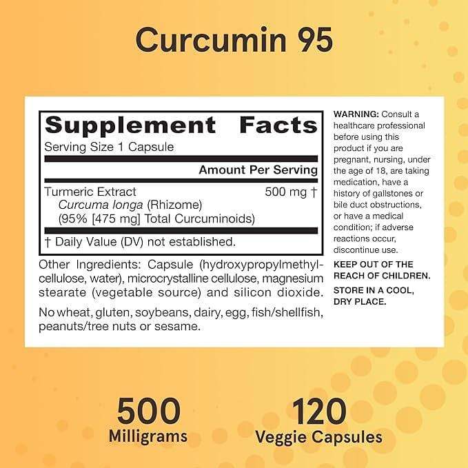 Curcumin 95, 500 mg, 120 Capsules - Jarrow Formulas - welzo