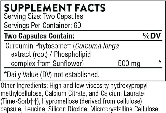 Curcumin Phytosome, 500mg, Sustained Release (Meriva-SF) 120 caps - Thorne Research - welzo