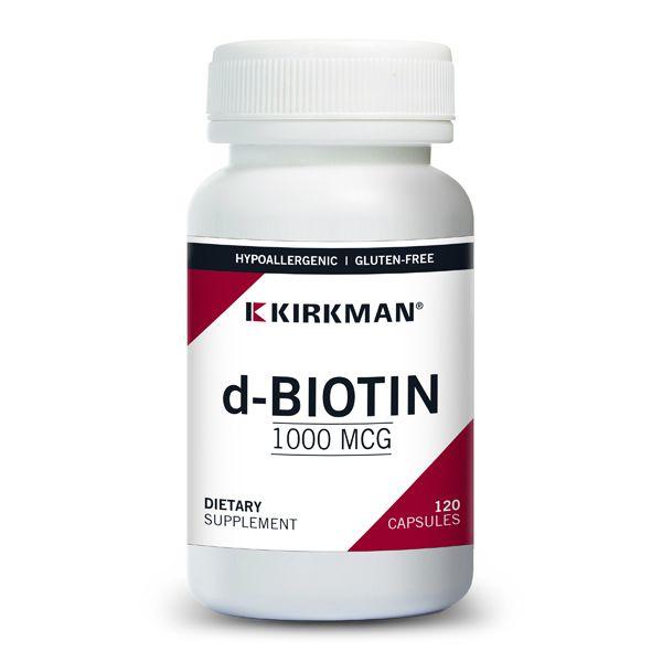 d-Biotin 1000 mcg, 120 capsules - Kirkman Labs (Hypoallergenic) - welzo