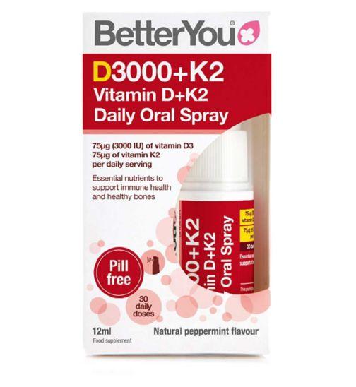 D3000 + K2 Daily Oral Spray 12ml - BetterYou - welzo