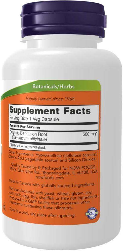 Dandelion Root, 500mg, 100 Veg Capsules - Now Foods - welzo