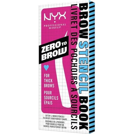 NYX Professional Makeup Brow Stencils for Thick Eyebrows Set of 4 Templates Round Straight Arched and Extra Long Zero to Brow Thick Brows Stencil Book 1 count