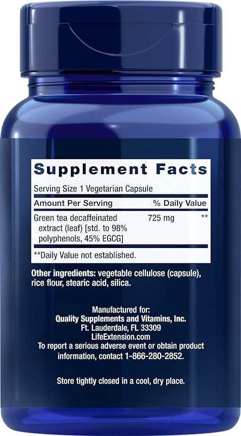 Decaffeinated Mega Green Tea Extract - 100 caps - Life Extension - welzo