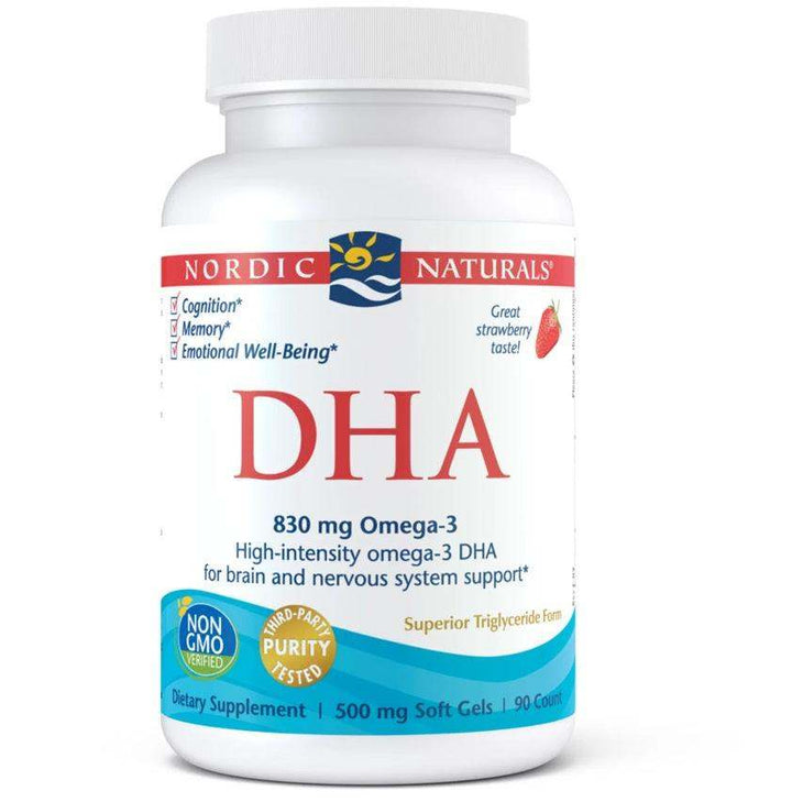 DHA (Strawberry) 500 mg, 90 Softgels - Nordic Naturals - welzo