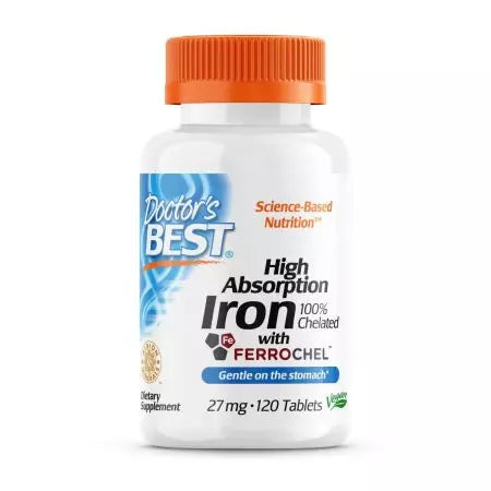 Doctor's Best High Absorption Iron with Ferrochel 27mg 120 Tablets