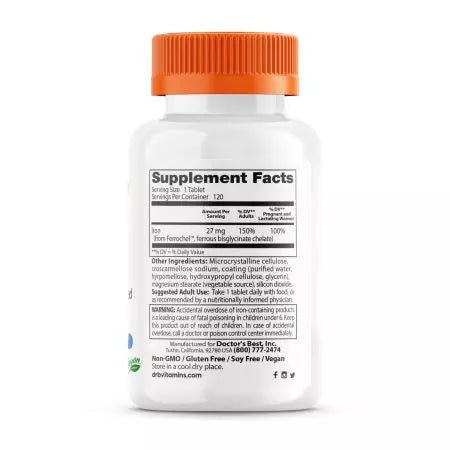 Doctor's beste hoge absorptieijzer met ferrochel 27 mg 120 tabletten