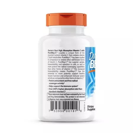 Ārsta labākā augstā absorbcijas C vitamīns ar Purewayc 500 mg 60 tabletes