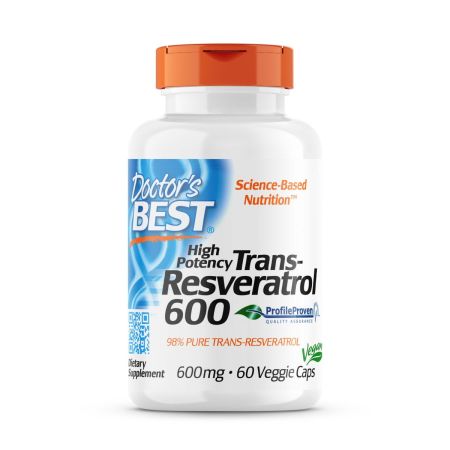 Doctor's Best High Potency TransResveratrol 600, 600 mg 60 Veggie Capsules