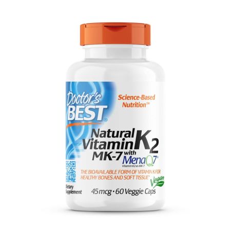 Najlepsza naturalna witamina lekarza K2 MK7 z Menaq7 45 MCG 60 Capsules wegetariańskich