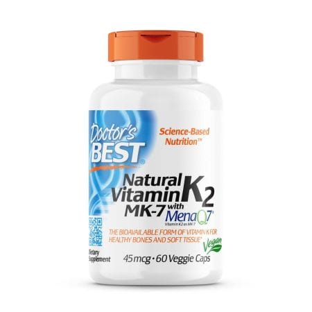 Doctor's Best Natural Vitamin K2 MK7 with MenaQ7 45 mcg 60 Veggie Capsules