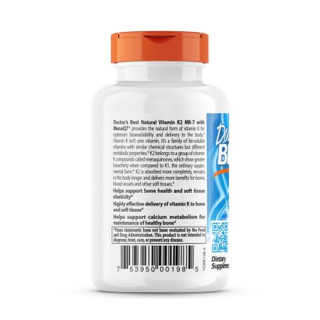 La migliore vitamina naturale della vitamina K2 MK7 del dottore con MENAQ7 45 mcg 60 capsule vegetariane