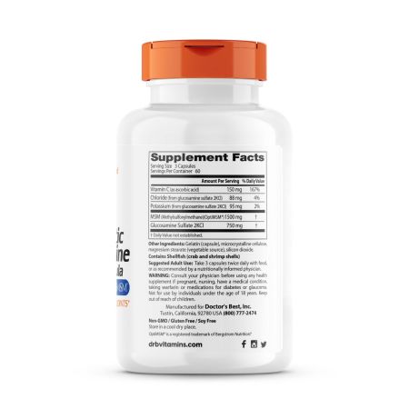 Doctor's Best Synergistic Glucosamine MSM Formula with OptiMSM 180 Capsules