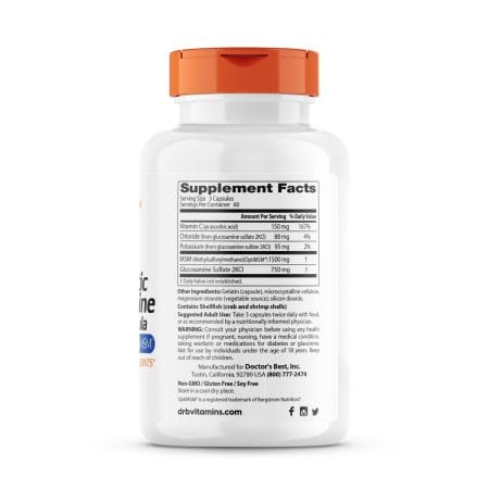 Doctor's Best Synergistic Glucosamine MSM Formula with OptiMSM 180 Capsules