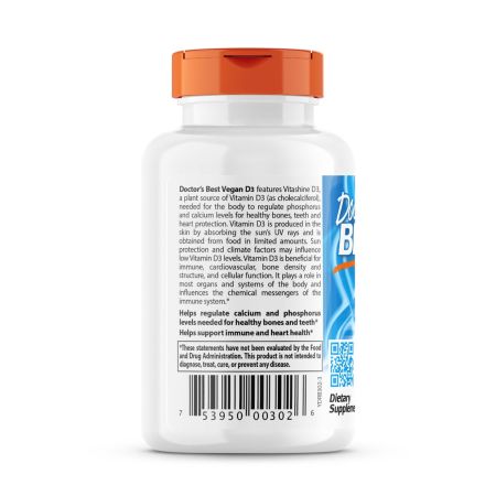 Doctor's Best Vegan D3 with Vitashine D3, 2,500 IU 60 Veggie Capsules