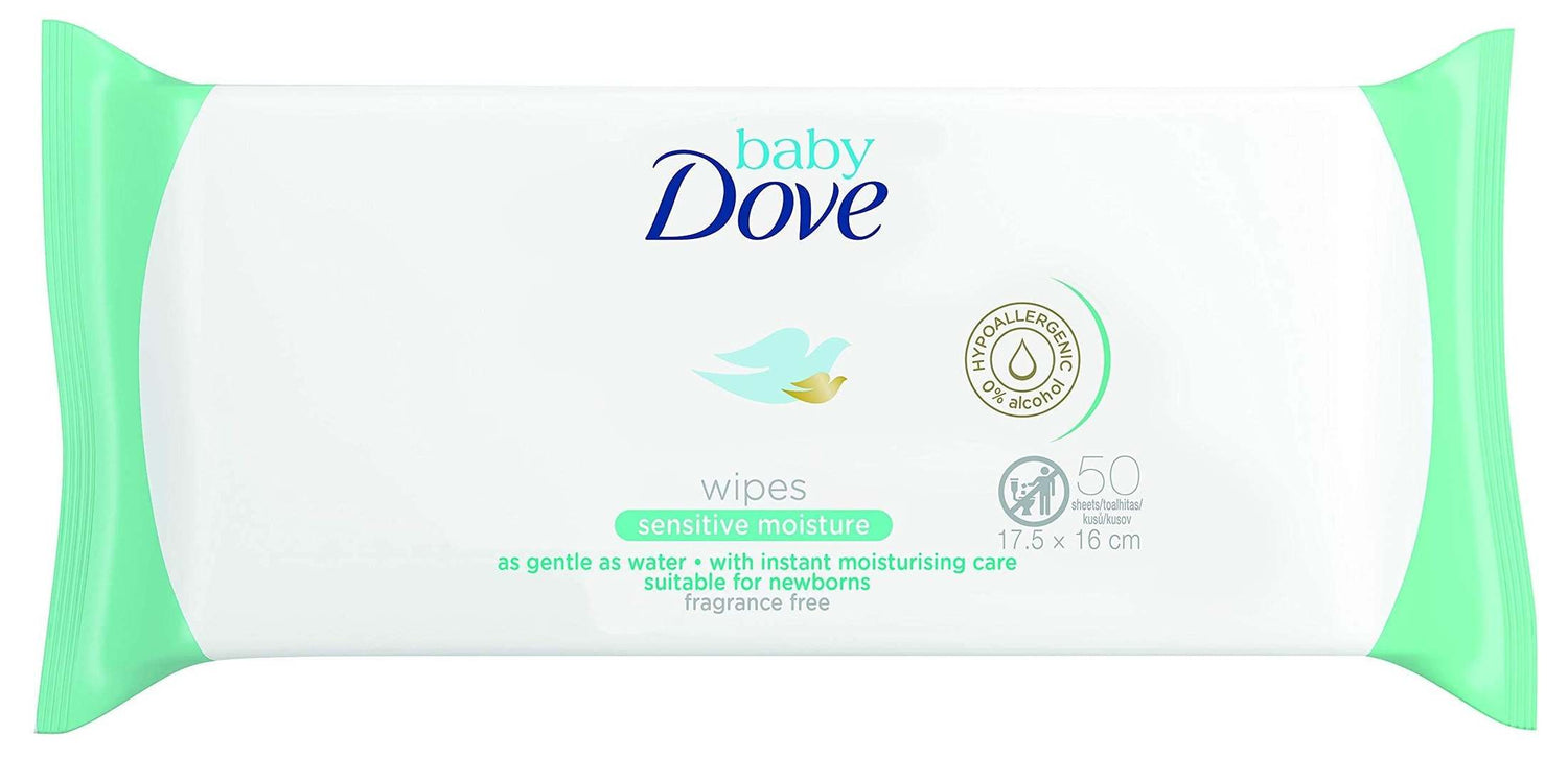 Dove Baby Sensitive Skin Care Moisturising Baby Wipes Pack of 50 - welzo