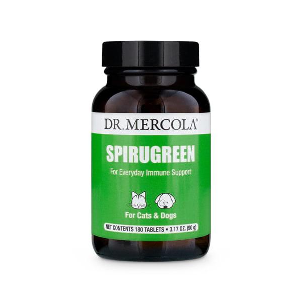 Dr. Mercola, SpiruGreen, Superfood for Pets, For Dogs Cats 500 mg, 180 Tablets - welzo