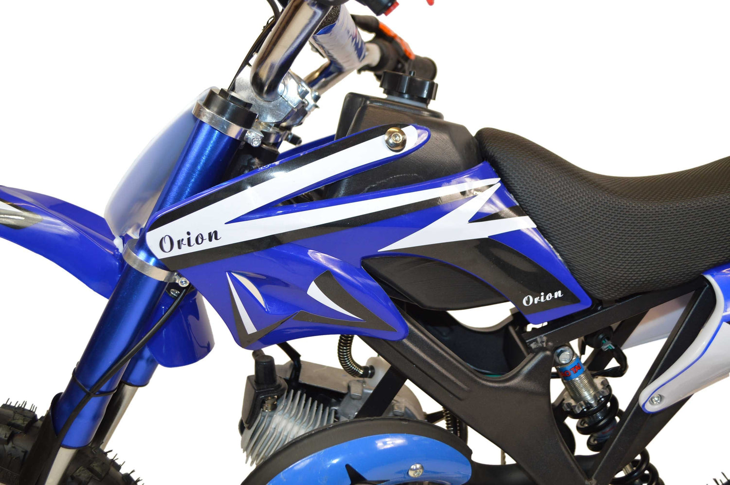 Petrol Mini Dirt Bike for Kids 50cc – Pull Start, 2-Stroke Engine, Vented Disc Brakes, Ages 6–12 – Blue