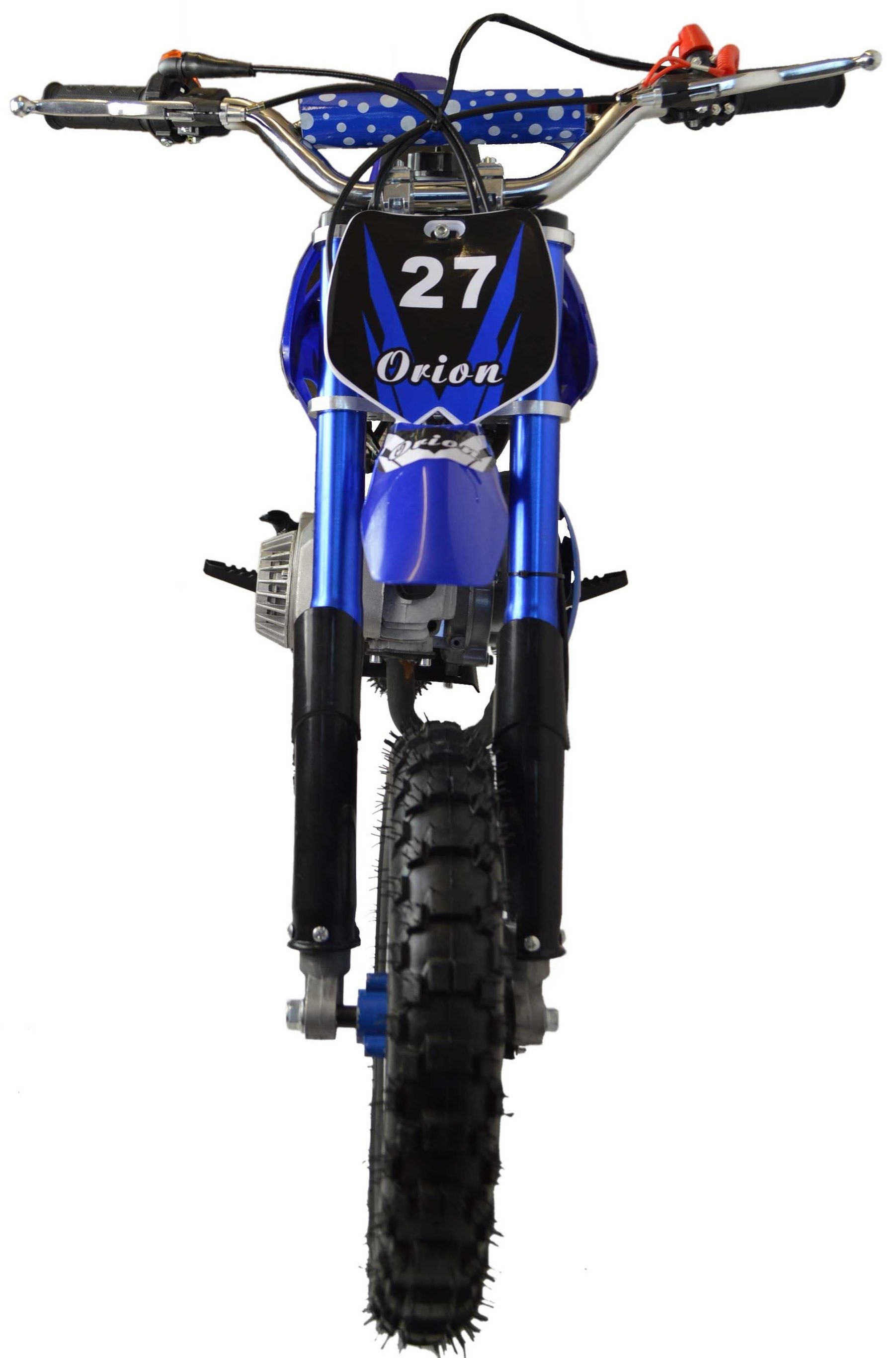Petrol Mini Dirt Bike for Kids 50cc – Pull Start, 2-Stroke Engine, Vented Disc Brakes, Ages 6–12 – Blue