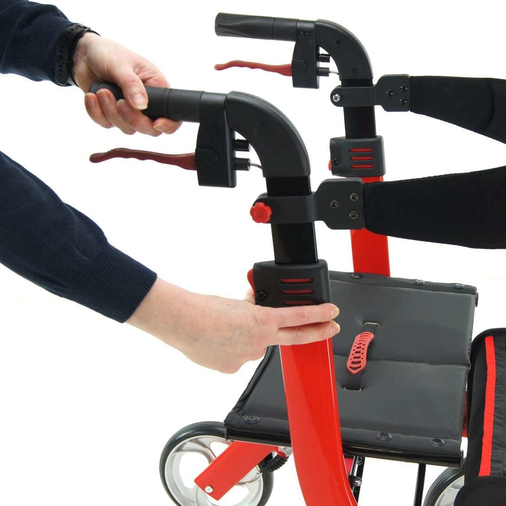 Drive Devilbiss Nitro Rollator with Seat – Lightweight Folding Walker with 10” Wheels & Adjustable Handles
