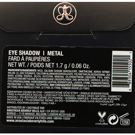 Anastasia Beverly Hills Eyeshadow Single Metal Titanium Silver Gold 1.7g