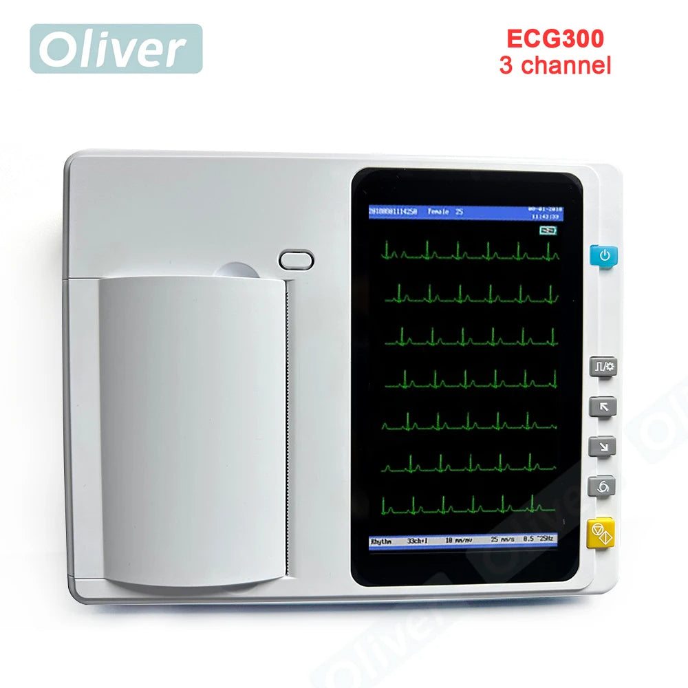 Écran tactile de 7 pouces Hôpital numérique 3/6 canal 12 Leads ECG / EKG Machine Electrocardiographie avec logiciel ECG300 / 600