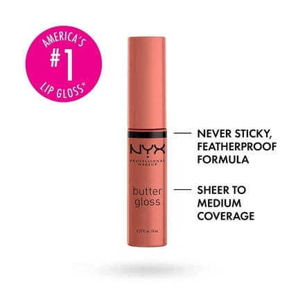 NYX Professional Makeup Butter Gloss Non-Sticky Lip Gloss Bit of Honey Peach Nude 0.27 fl oz