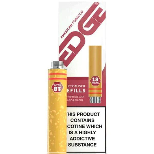 EDGE Cartomiser Refills 18mg American Tobacco Flavour Pack of 3 - welzo
