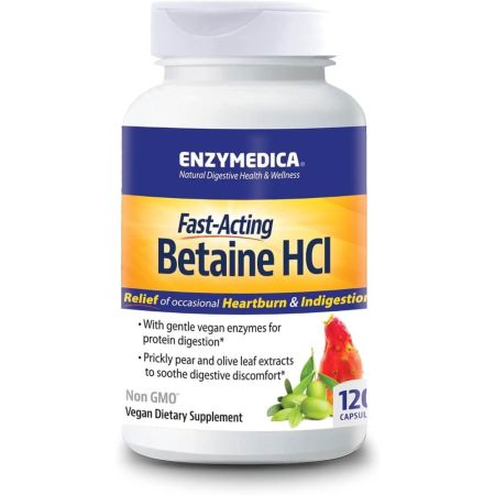 Enzimedica betaina hci 600mg 120 cápsulas